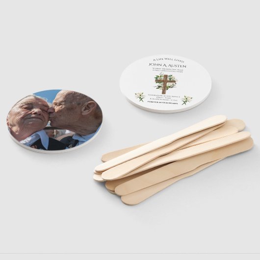 Ronde begrafenisprogramma Fan Custom Memorial Keep Handwaaier (Niet-gemonteerd)