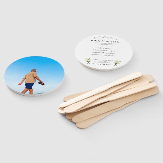 Ronde begrafenisprogramma Fan Spiritueel en gerust Handwaaier (Niet-gemonteerd)