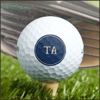 Ronde Beige Beginletters of Naam met Blauw Golfballen