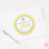 Ronde bijenkunst honing geel potje top label (Envelop)