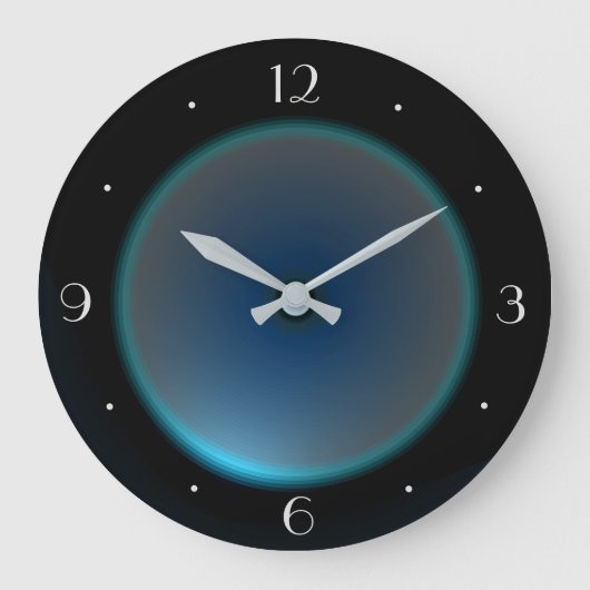 Ronde BlackClock met Blue Aqua Face Wall Clock Grote Klok (Voorkant)