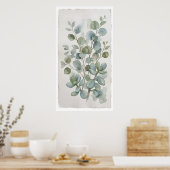Ronde Blad Eucalyptus Watercolour Poster (Keuken)