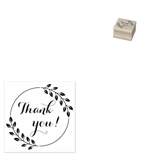 Ronde bladeren dubbele krans dank u 1x1 rubberstempel (Gestempeld)