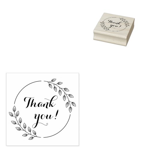 Ronde bladeren dubbele krans dank u rubberstempel (Gestempeld)