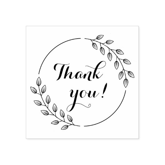 Ronde bladeren dubbele krans dank u rubberstempel (Afrduk)