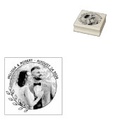 Ronde bladeren krans aangepaste foto bruiloft rubberstempel (Gestempeld)