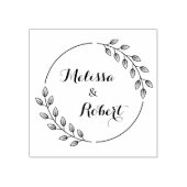 Ronde bladeren krans aangepaste namen rubberstempel (Afrduk)