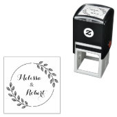 Ronde Bladeren Krans Aangepaste Namen Zelfinktende Stempel (In situ)