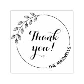 Ronde bladeren krans dank u familienaam  zelfinktende stempel (Design)