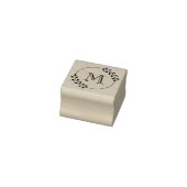 Ronde Bladeren Krans Monogram Initiaal 1x1 Rubberstempel (Stempel)