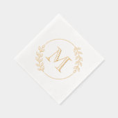 Ronde bladeren krans monogram Initiaal Folie Servetten (Rechts)