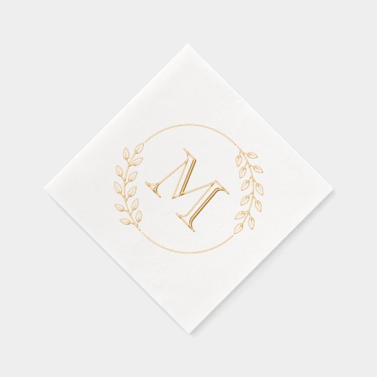 Ronde bladeren krans monogram Initiaal Folie Servetten (Rechts)
