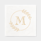 Ronde bladeren krans monogram Initiaal Folie Servetten (Voorkant)