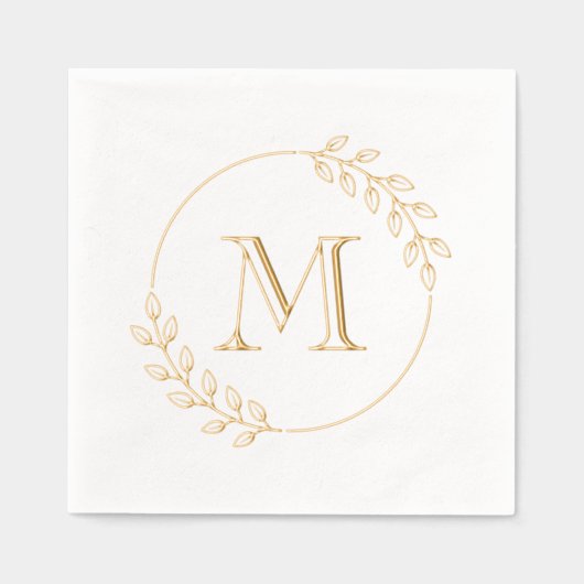 Ronde bladeren krans monogram Initiaal Folie Servetten (Voorkant)