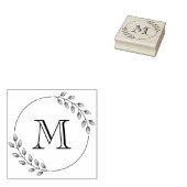 Ronde bladeren krans monogram Initiaal Rubberstempel (Gestempeld)