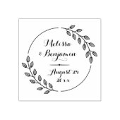 Ronde Bladeren Krans Trouw Save the Date Rubberstempel (Afrduk)