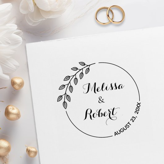 Ronde bladeren Wreath Wedding Save the Date 2 Rubberstempel
