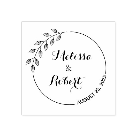 Ronde bladeren Wreath Wedding Save the Date 2 Rubberstempel (Afrduk)