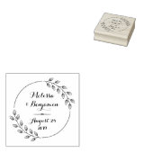 Ronde bladeren Wreath Wedding sparen de Datum Rubberstempel (Gestempeld)