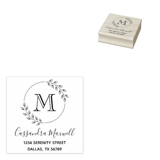 Ronde bladzijden met hoofdmonogram rubberstempel (Gestempeld)