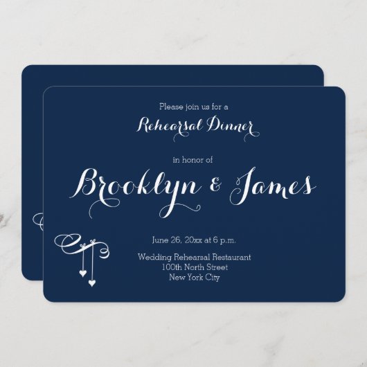 Ronde blauwe bruiloft roept hart op kaart (Voorkant / Achterkant)