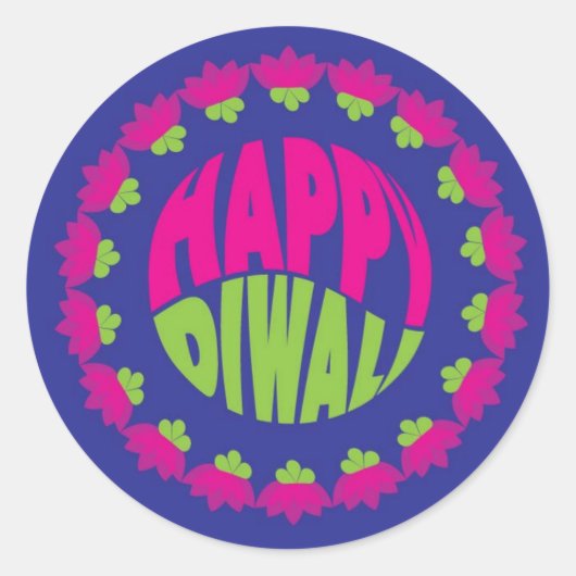 Ronde Blauwe Diwali Sticker (Voorkant)