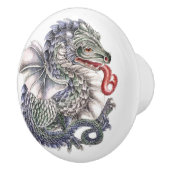 Ronde blauwe draak keramische knop (Rechts)