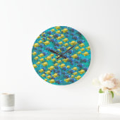 Ronde blauwe en gele vis wandklok (Huis)