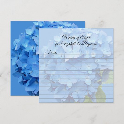 Ronde blauwe hydrangea blank huwelijkskaarten advieskaart (Voorkant / Achterkant)