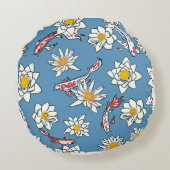 Ronde Blauwe Madeliefjes Weide Accentkussen - Deco Rond Kussen (Achterkant)