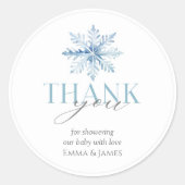 Ronde Blauwe Sneeuwvlok Winter Wonderland Sticker (Voorkant)