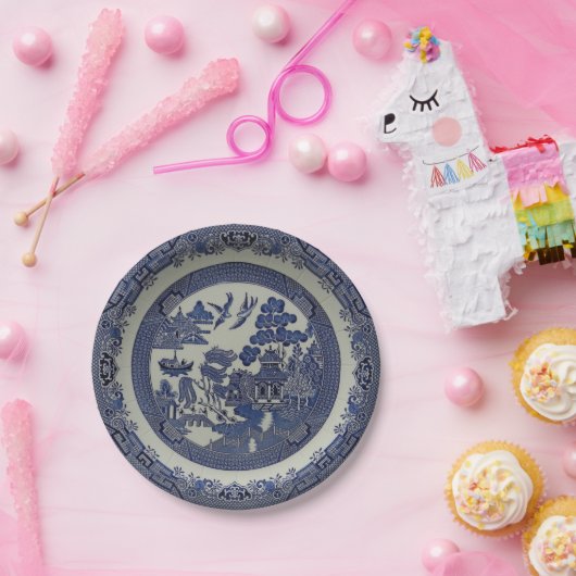 Ronde blauwe wilde Borden van papier:  7 inch Papieren Bordje (Feest)