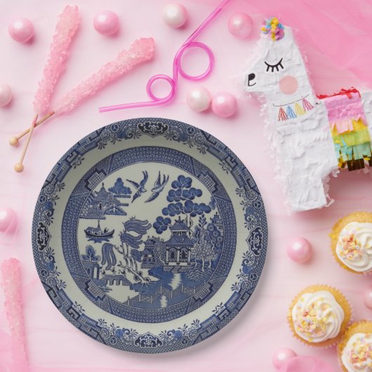 Ronde blauwe wilde Borden van papier:  9 inch Papieren Bordje (Feest)