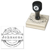Ronde Bloemen Familienaam Retouradres Rubberstempel (Gestempeld)