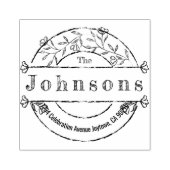 Ronde Bloemen Familienaam Retouradres Rubberstempel (Afrduk)