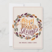 Ronde bloemen herfst bladeren gelukkig Thanksgivin Feestdagenkaart (Voorkant)