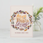 Ronde bloemen herfst bladeren gelukkig Thanksgivin Feestdagenkaart (Staand voorkant)