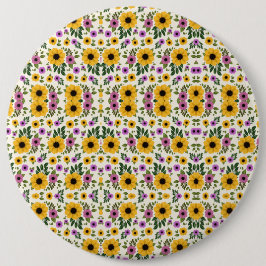 Ronde bloemen muismat met een levendig patroon button 6,0 cm