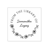 Ronde Bloemen Script Bibliotheek Boek Rubberstempel (Afrduk)