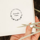 Ronde Bloemen Script Bibliotheek Boek Rubberstempel