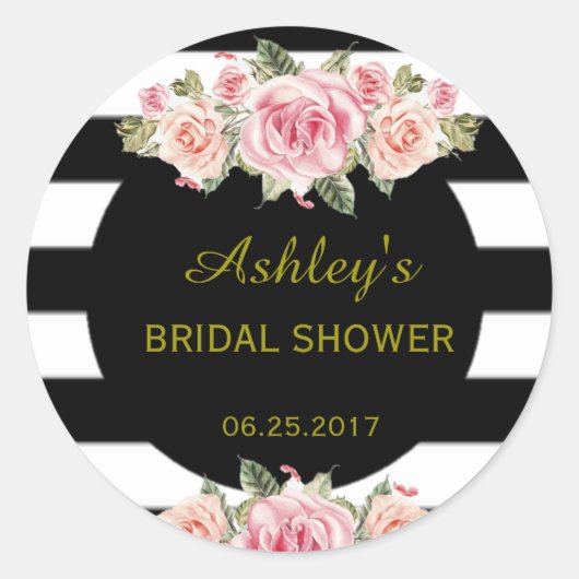 Ronde bloemenchique gestreepte Favor Label (Voorkant)