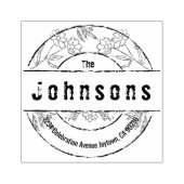 Ronde  bloemenfamilienaam Retouradres Rubberstempel (Afrduk)