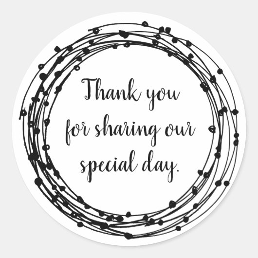 Ronde bloemengrensbruiloft bedankt voor je inzet ronde sticker (Voorkant)