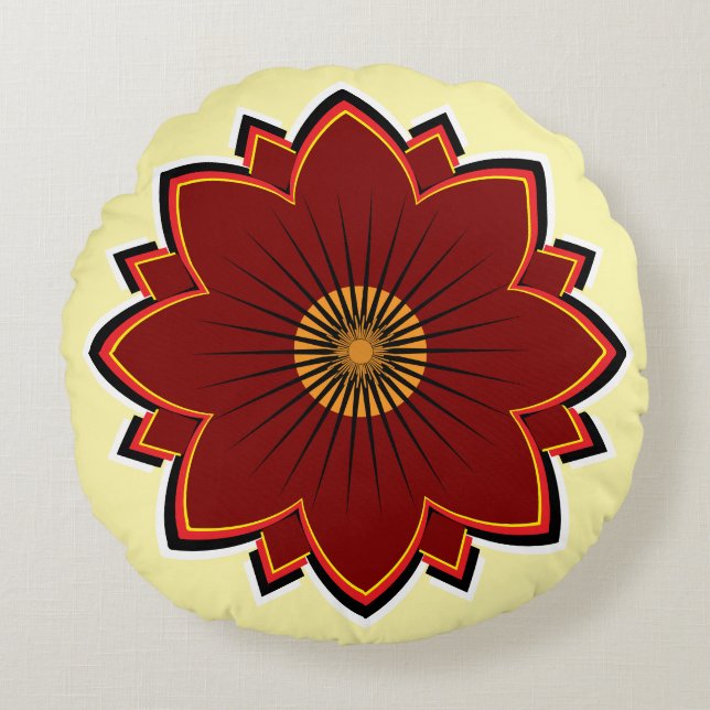 Ronde Bloemenkussen - Bloemontwerp Rond Kussen (Voorkant)