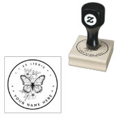 Ronde Bloemenvlinder ex libris stempel (Gestempeld)