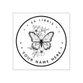 Ronde Bloemenvlinder ex libris stempel (Afrduk)