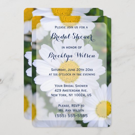 Ronde bloemige bruidsuitnodigingen met madeliefje kaart (Voorkant / Achterkant)