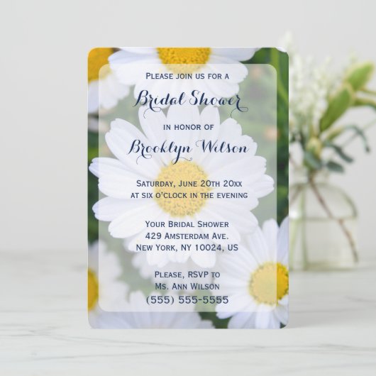 Ronde bloemige bruidsuitnodigingen met madeliefje kaart (Staand voorkant)