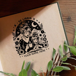 Ronde Bloemige Fantasie boekliefhebber ex libris s Rubberstempel
