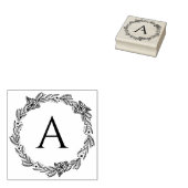Ronde bloemige gepersonaliseerde monogram rubberen rubberstempel (Gestempeld)